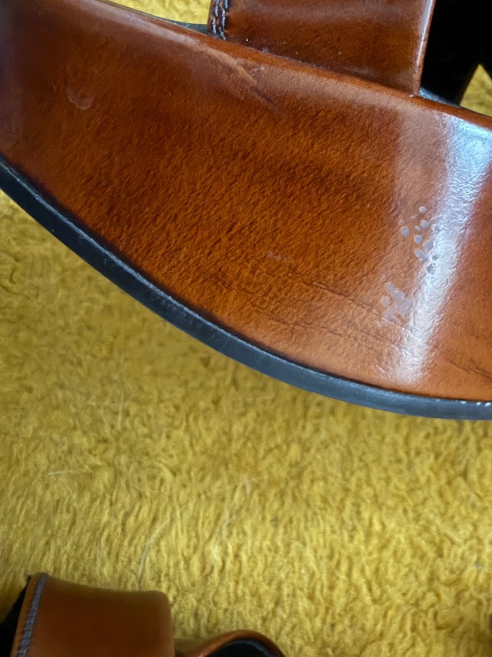 VINTAGE PRADA BROWN PATENT LEATHER PLATFORM SANDALS-US size 7.5 (EU 38) - Picture 7 of 9